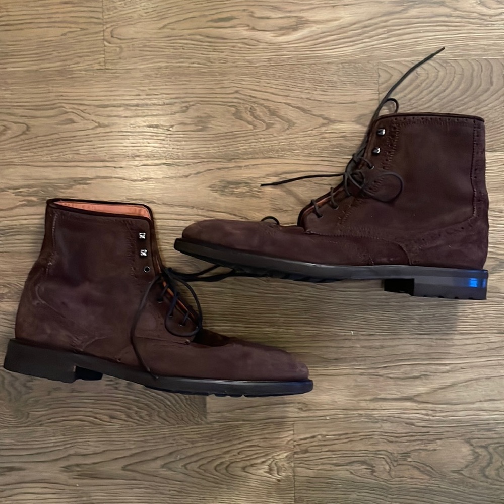 Suitsupply chocolate brown suede wingtip lace up boots